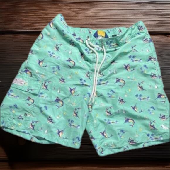 Polo Ralph Lauren Swim Trunks Swimsuit w/Cargo Pocket - Swordfish, Aloha, Sz-L - Picture 1 of 7